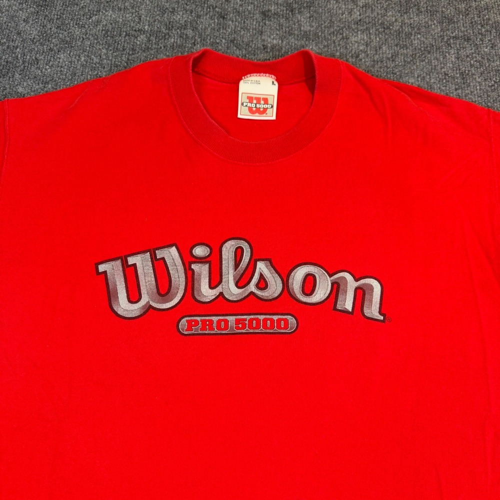 Vintage Wilson Pro 5000 T-Shirt Mens Large Red Graphic Cotton Made in USA